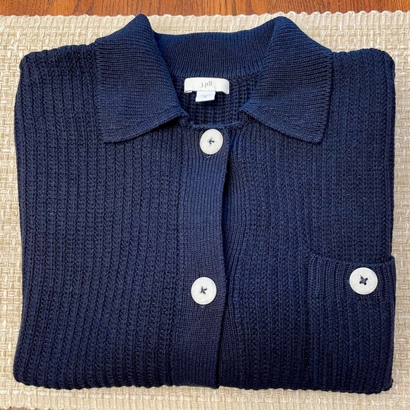 J.Jill XS Navy Blue Cardigan Sweater with White Buttons - Picture 2 of 8